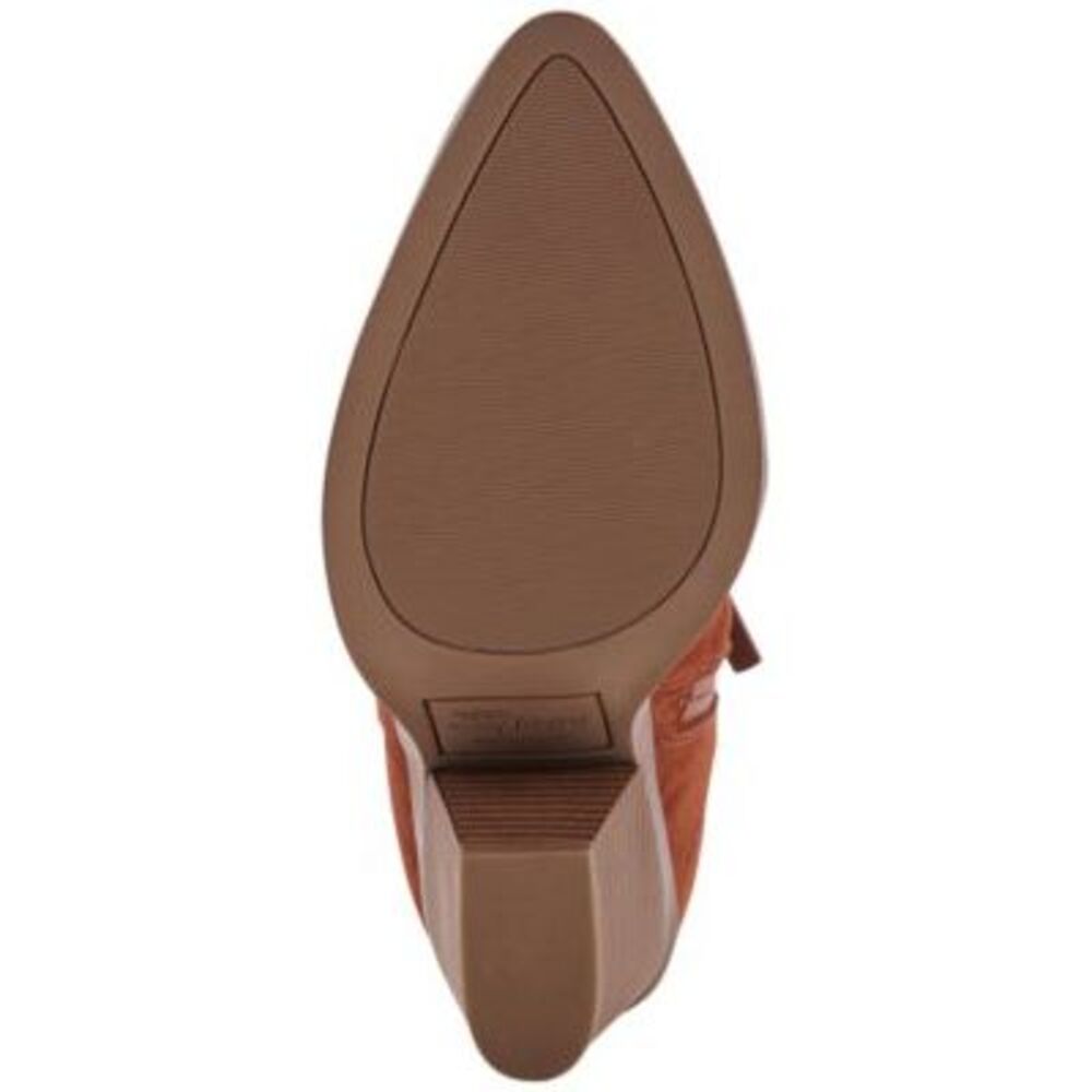 AQUA COLLEGE Womens Brown Pull Tab Winder Toe Block Heel Leather Booties 10 M - Picture 4 of 4